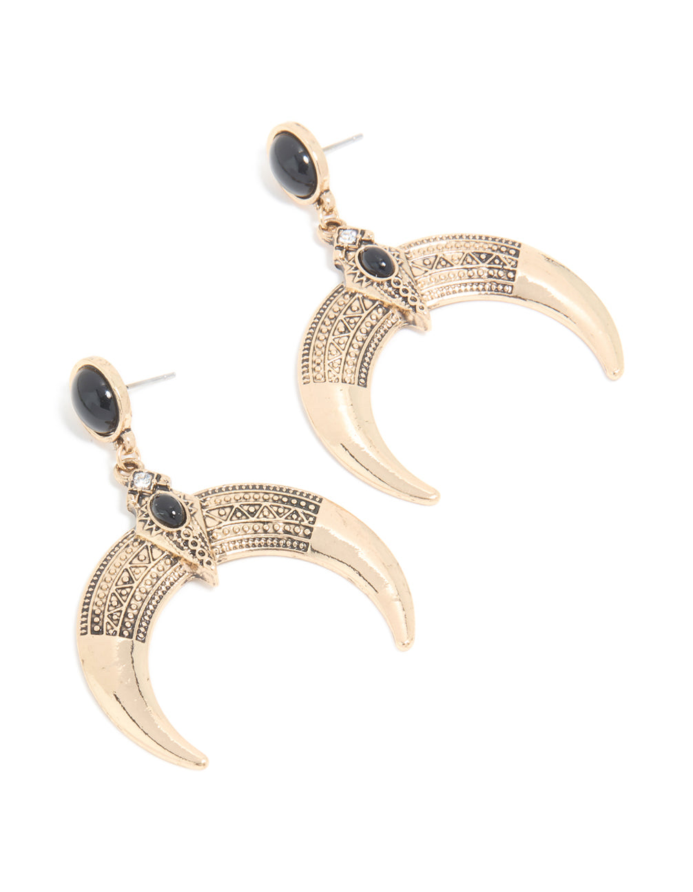 Antique Gold Horn Drop Earrings