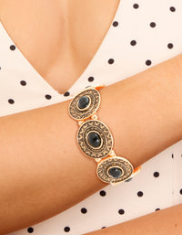 Antique Gold Textured Boho Large Stretch Bracelet - link has visual effect only