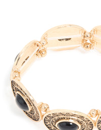Antique Gold Textured Boho Large Stretch Bracelet - link has visual effect only