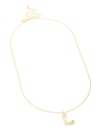 Gold Plated Cubic Zirconia Bubble Letter L Necklace - link has visual effect only