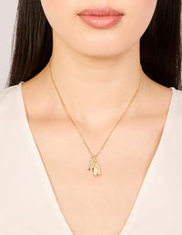 Gold Plated Cubic Zirconia Lock & Key Letter A Necklace - link has visual effect only
