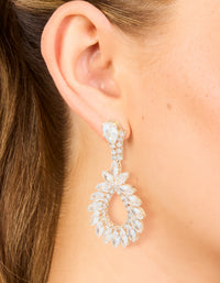 Gold Cubic Zirconia Cluster Drop Earrings - link has visual effect only
