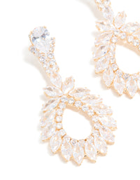Gold Cubic Zirconia Cluster Drop Earrings - link has visual effect only