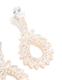 Gold Cubic Zirconia Cluster Drop Earrings - link has visual effect only