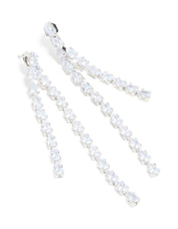 Silver Cubic Zirconia Multiple Cup Chains Drop Earrings - link has visual effect only