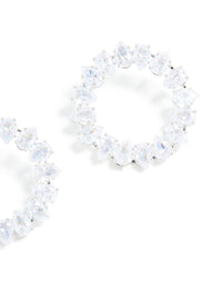 Silver Cubic Zirconia Pear Circle Stud Earrings - link has visual effect only