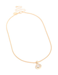 Gold Cubic Zirconia Pendant Necklace - link has visual effect only