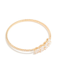 Gold Cubic Zirconia Dainty Pear Bangle - link has visual effect only