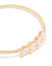 Gold Cubic Zirconia Dainty Pear Bangle - link has visual effect only