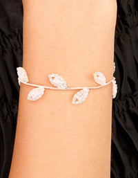 Rose Gold Cubic Zirconia Multi Leaf Toggle Bracelet - link has visual effect only