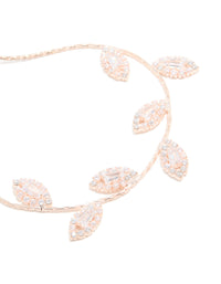Rose Gold Cubic Zirconia Multi Leaf Toggle Bracelet - link has visual effect only