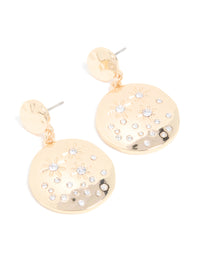 Gold Cubic Zirconia Celestial Designs Drop Earrings - link has visual effect only