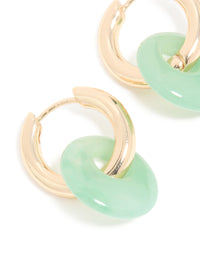 Gold Green Acrylic Drop Huggie Earrings - link has visual effect only