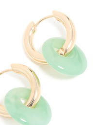 Gold Green Acrylic Drop Huggie Earrings - link has visual effect only