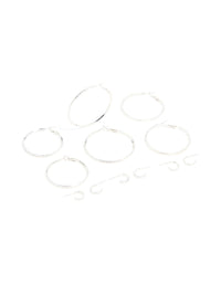 Silver Textured Hoop Earrings 6-Pack - link has visual effect only