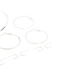 Silver Textured Hoop Earrings 6-Pack - link has visual effect only