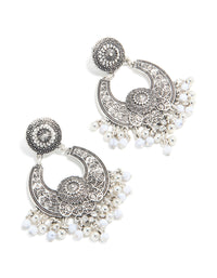 Antique Silver Boho Dangle Drop Earrings - link has visual effect only