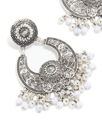 Antique Silver Boho Dangle Drop Earrings - link has visual effect only