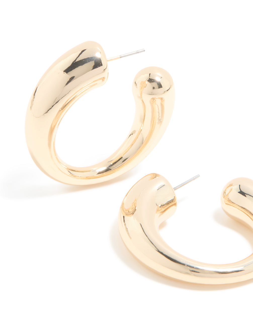 Gold Thin to Thick C Shaped Open Hoop Earrings