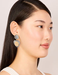 Antique Gold & Dark Blue Heart Drop Earrings - link has visual effect only