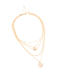Gold Heart & Compass Layered Necklace - link has visual effect only