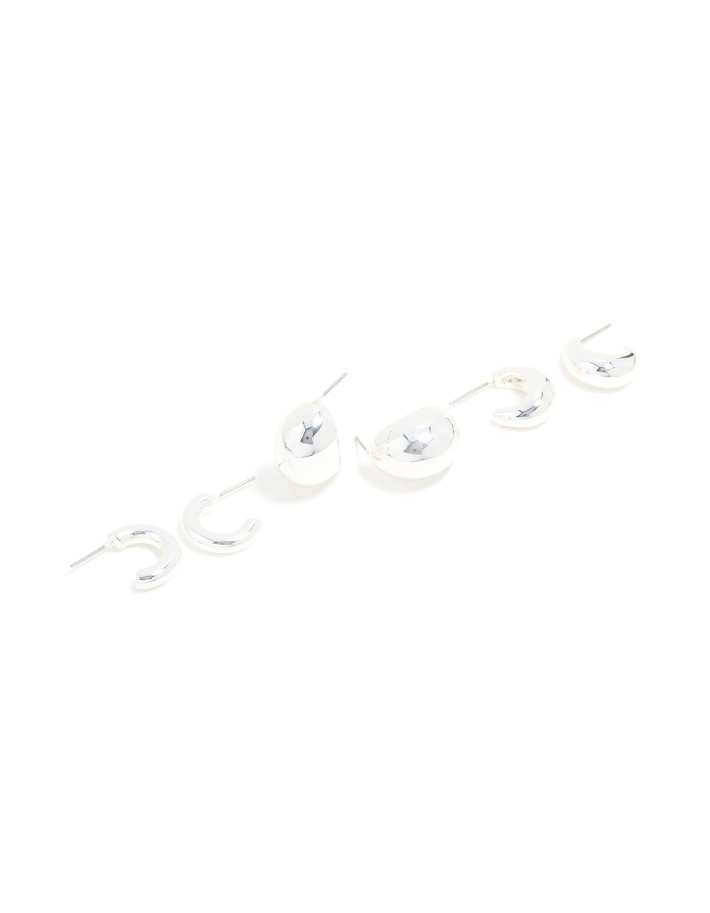 Silver Small Smooth Hoop Earrings 3-Pack