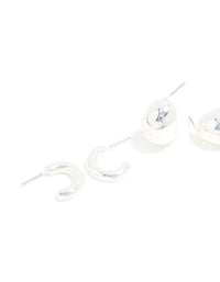Silver Small Smooth Hoop Earrings 3-Pack - link has visual effect only