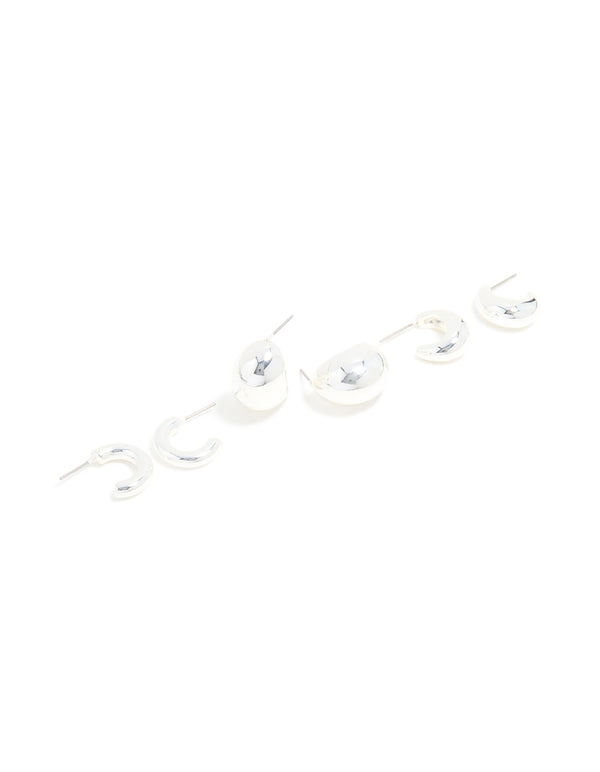 Silver Small Smooth Hoop Earrings 3-Pack