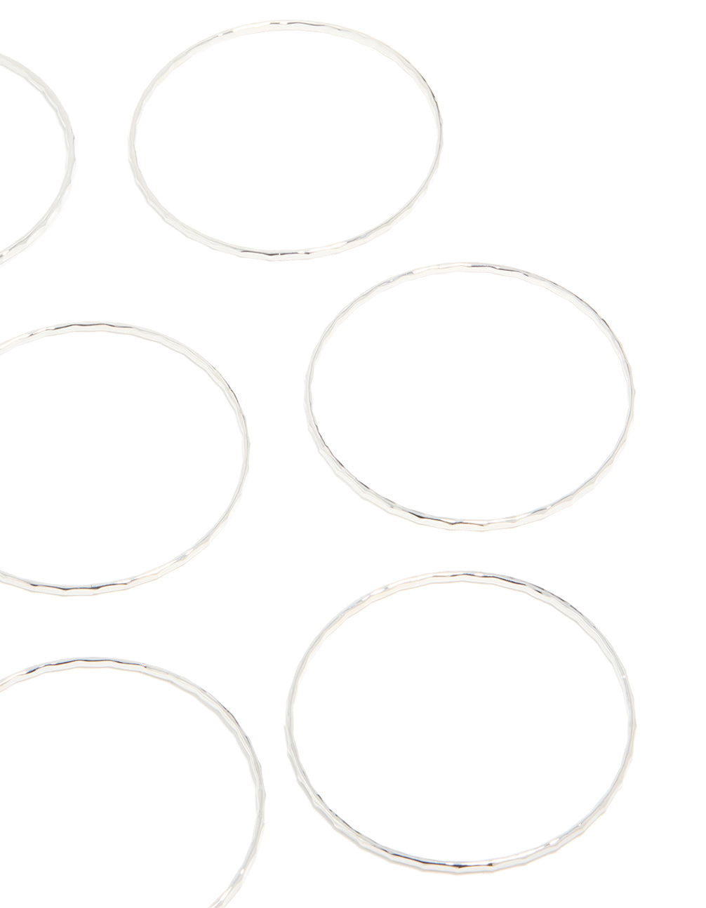 Silver Textured Thin Bangles 8-Pack