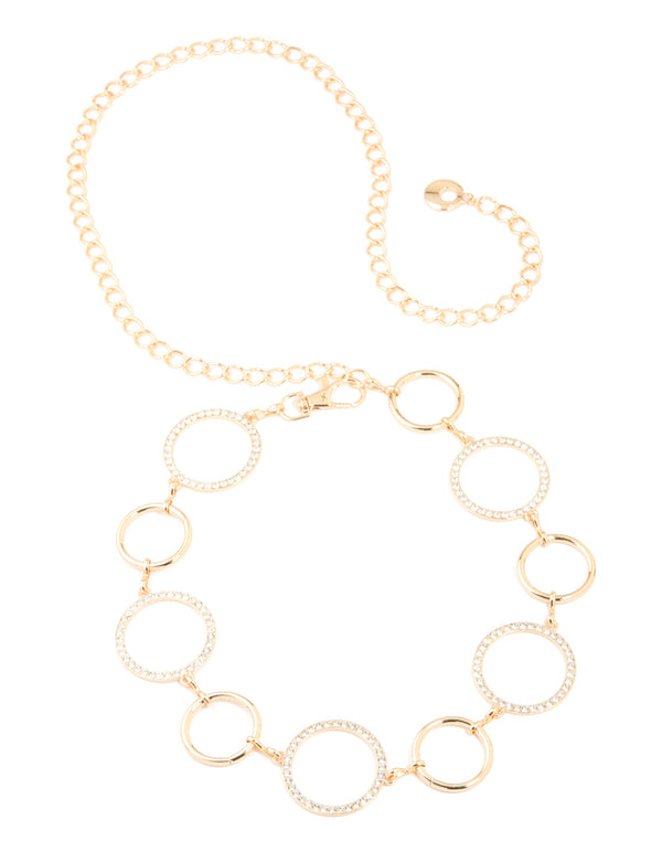 Gold Diamante & Plain Circle Belt
