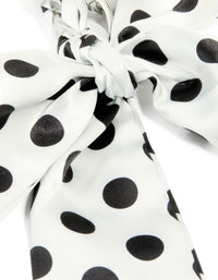 White & Black Polka Dot Fabric Bow Key Chain - link has visual effect only