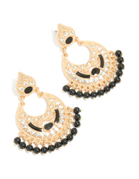 Gold Black Acrylic Diamante Drop Earrings - link has visual effect only