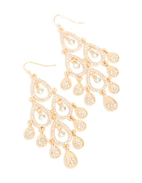 Gold Diamante Diamond Shaped Dangly Earrings - link has visual effect only