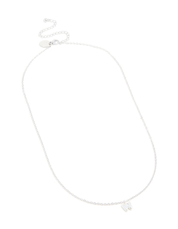 Waterproof Stainless Steel Mini Bubble Letter W Necklace