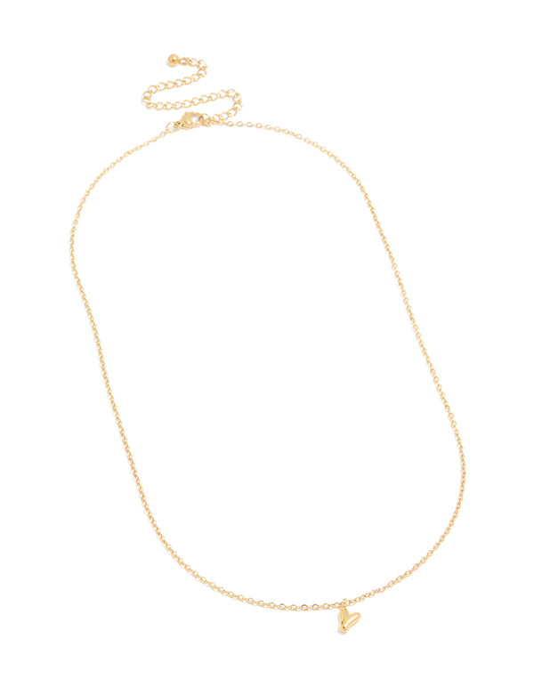Waterproof Gold Plated Stainless Steel Mini Bubble Letter Y Necklace