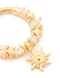 Gold Plated Surgical Steel Cubic Zirconia Celestial Clicker Ring - link has visual effect only