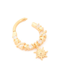 Gold Plated Surgical Steel Cubic Zirconia Celestial Clicker Ring - link has visual effect only