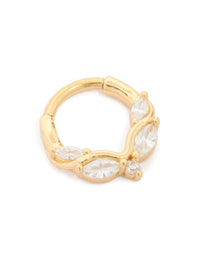 Gold Plated Surgical Steel 5 Cubic Zirconia Detail Clicker Ring - link has visual effect only