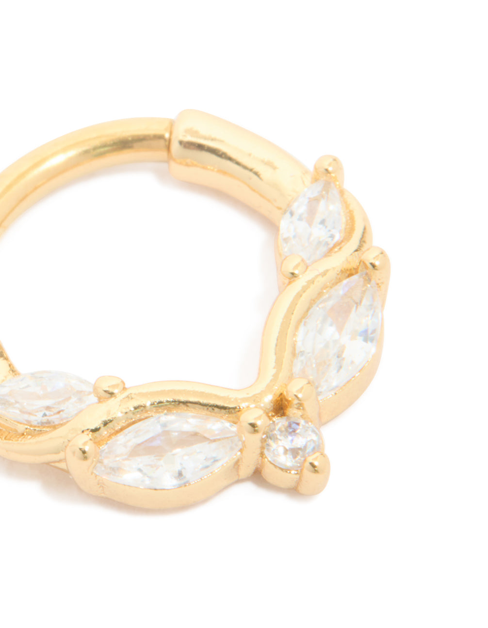 Gold Plated Surgical Steel 5 Cubic Zirconia Detail Clicker Ring