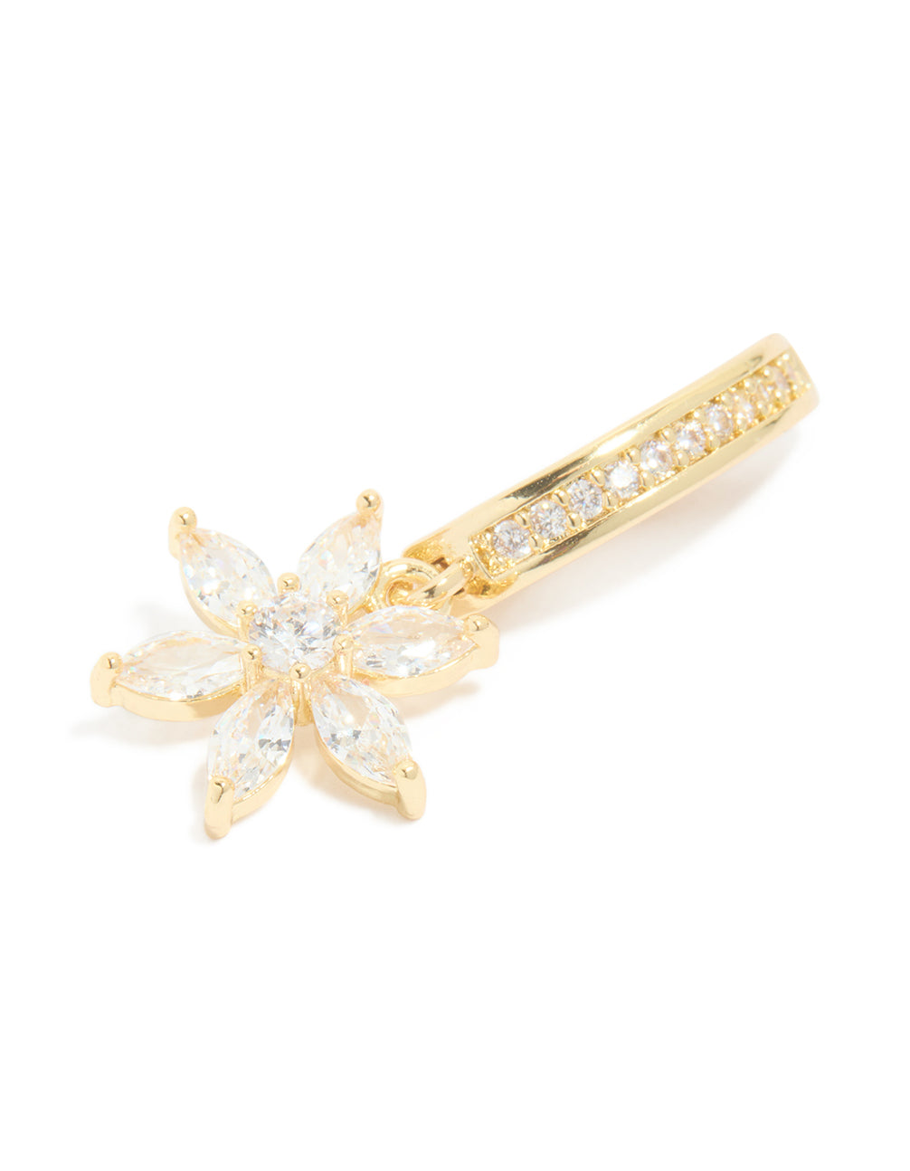 Gold Plated Surgical Steel Curved Cubic Zirconia Flower Belly Ring