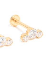 Gold Plated Surgical Steel Zirconia Bezel Trio Flat Back Studs - link has visual effect only