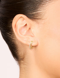 Gold Plated Surgical Steel Cubic Zirconia Crossover Double Sleeper Earrings - link has visual effect only