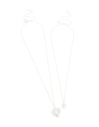 Silver Plated Heart Necklaces 2 Pack - link has visual effect only