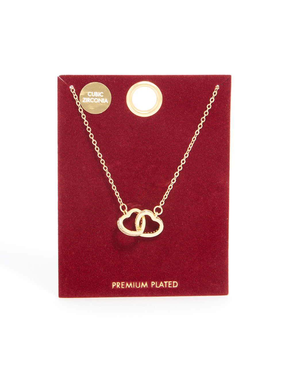 Gold Plated Cubic Zirconia Pave Heart Link Necklace