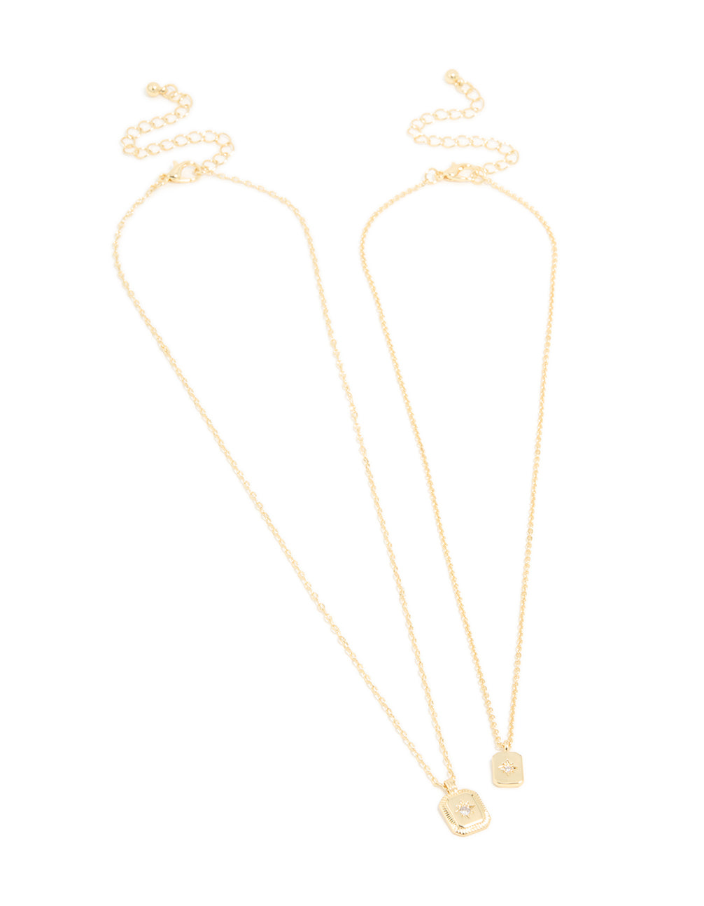 Gold Plated Cubic Zirconia Celestial Necklaces 2-Pack