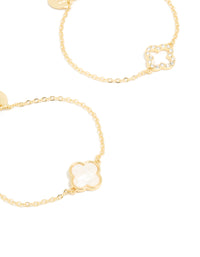 Gold Plated Flower Bracelets 2-Pack - link has visual effect only