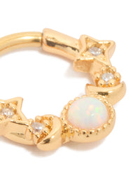 Gold Plated Titanium Celestial Opal Clicker Ring - link has visual effect only