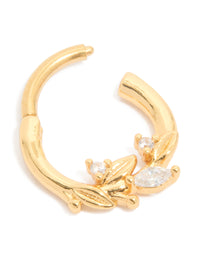 Gold Plated Titanium Cubic Zirconia Leaf Vine Clicker Ring - link has visual effect only