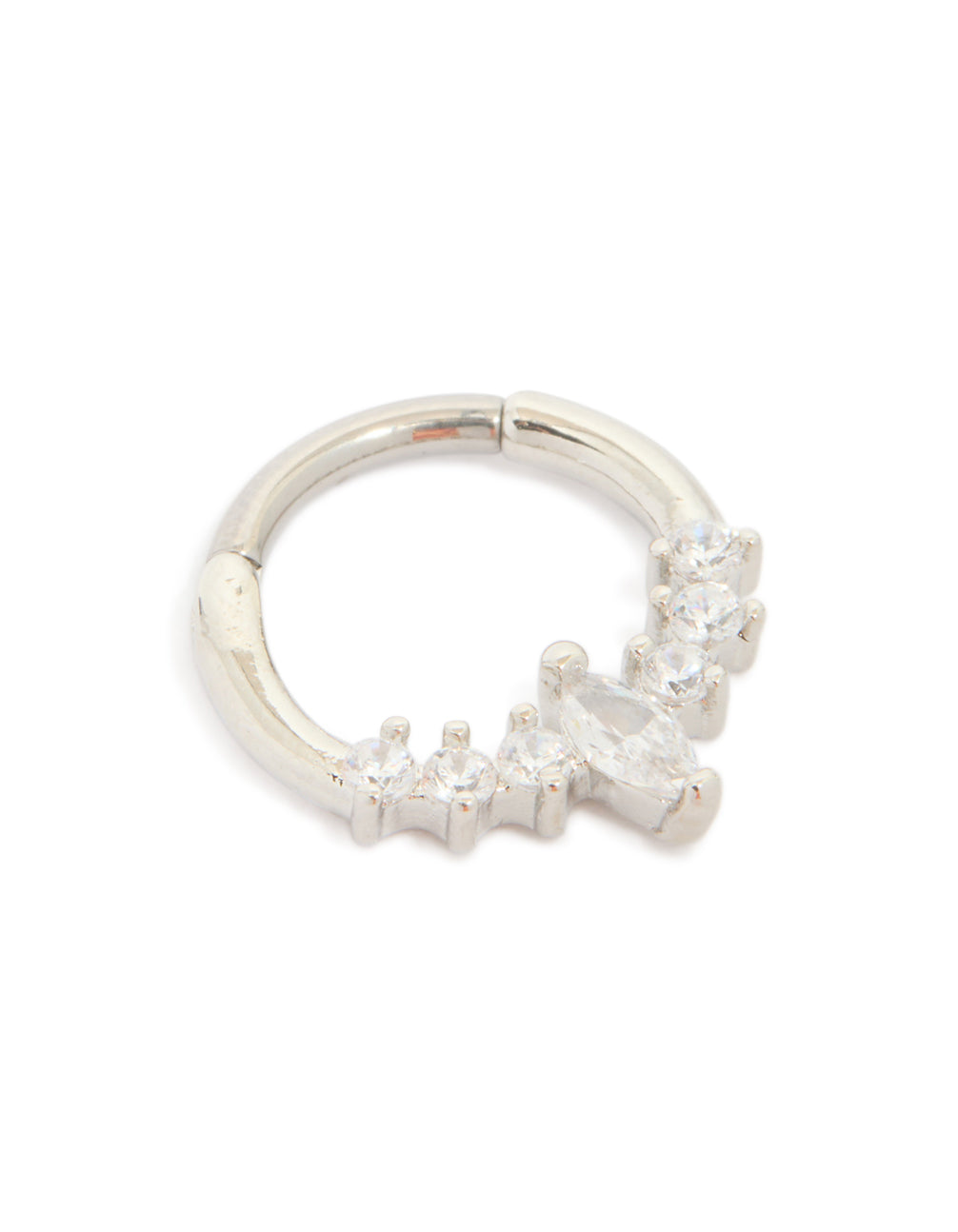 Titanium Diamante Round Detail Clicker Ring