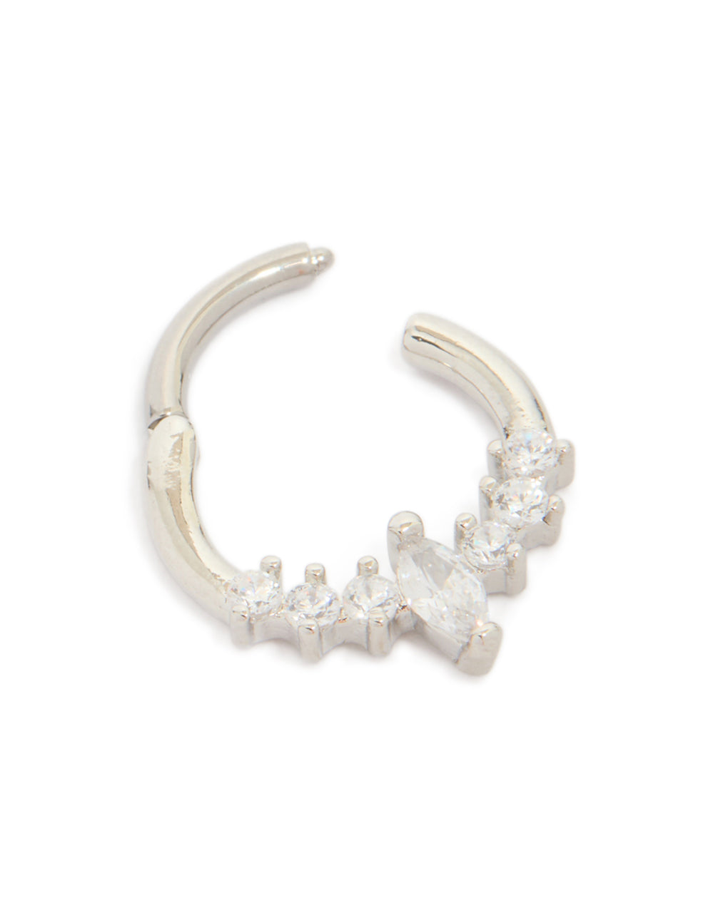 Titanium Diamante Round Detail Clicker Ring